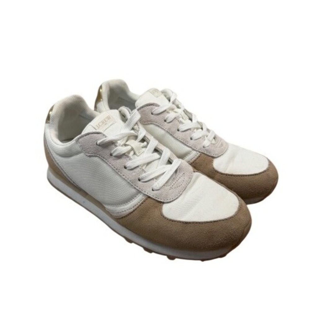 J.Crew‎ Womens Trainer Sneakers Cream Tan Gold Suede Size 9